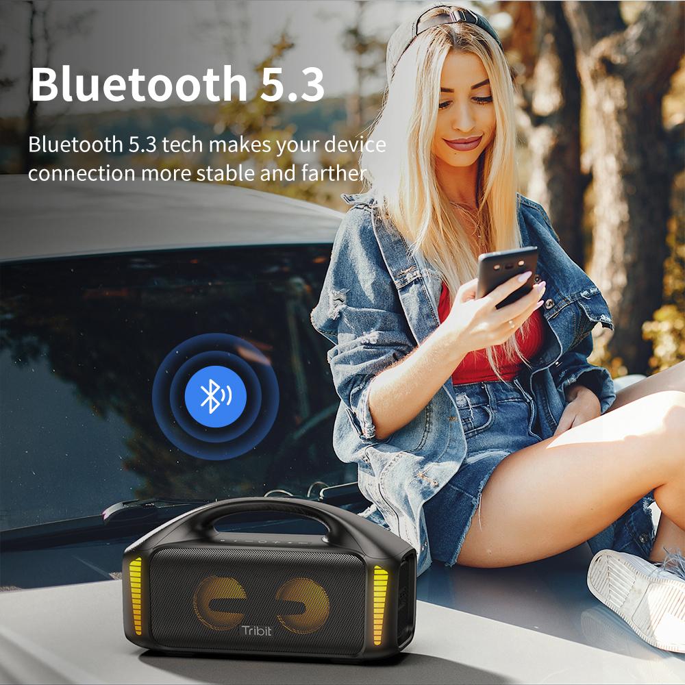 Tribit di động loa Bluetooth 90W Stormbox Blast Outdoor loa IPX7 Waterproof Party Diễn giả cắm trại 30h Thời gian chơi Color: Black