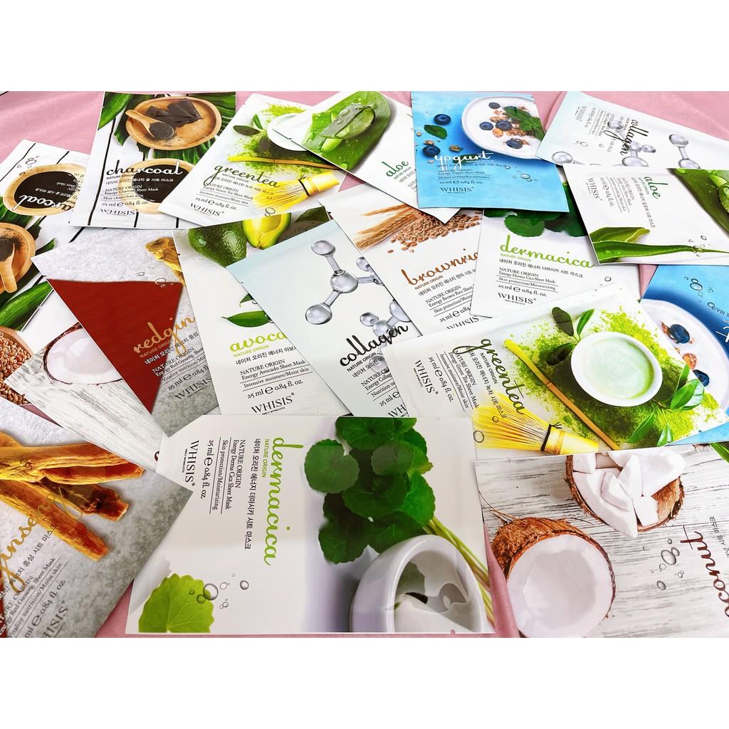 Mặt nạ trà xanh Whisis Nature Origin Energy Green tea Sheet Maskngừa mụn, giảm kích ứng da