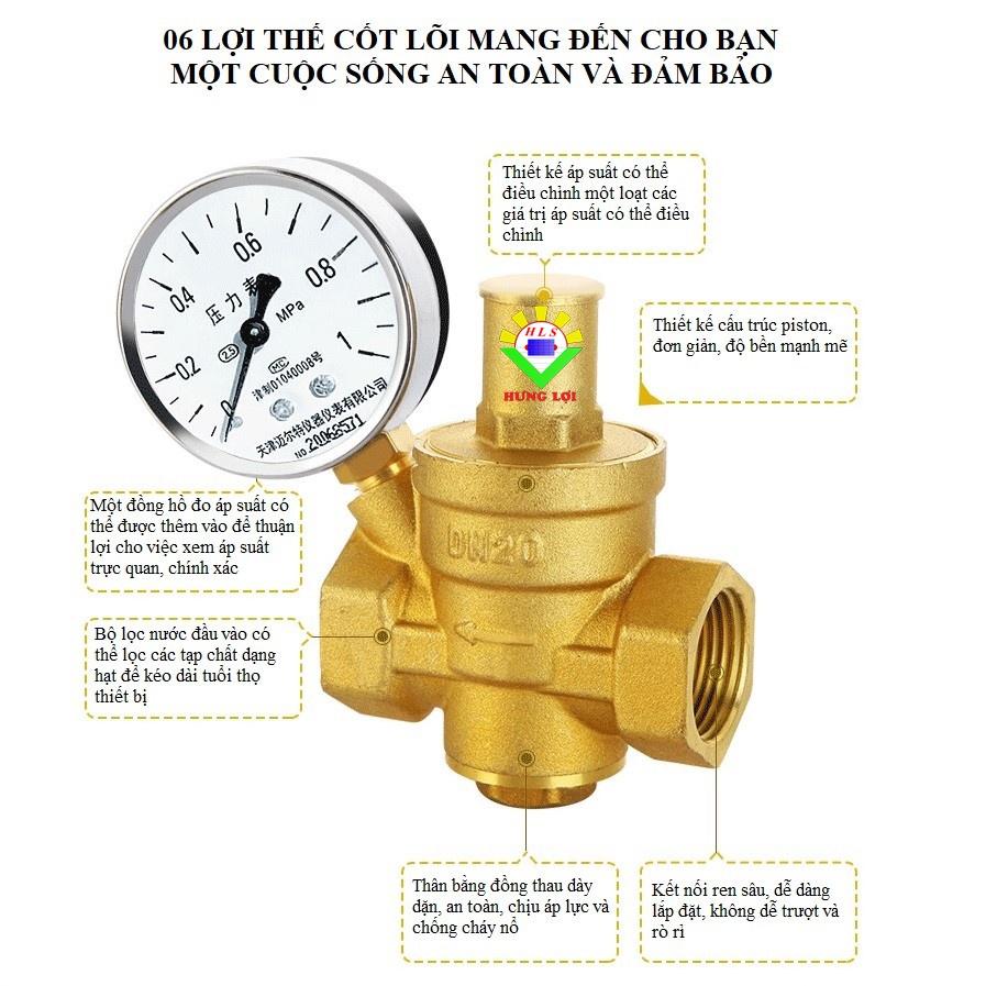 Van giảm áp suất nước cao tầng DN15 DN20 DN25 bằng đồng thau tiện dụng