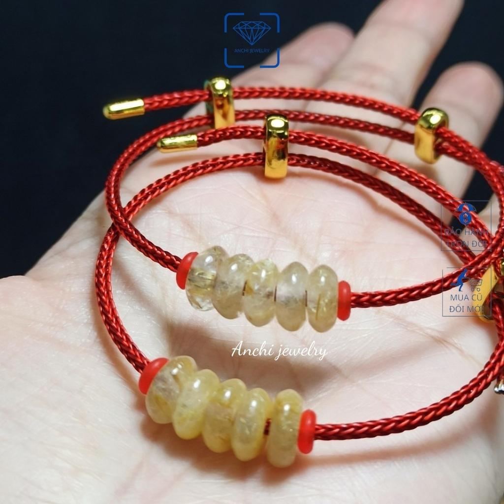 Vòng tay dây cước đeo charm dây nhỏ 2mm màu đỏ và đen phong thủy may mắn, Anchi jewelry