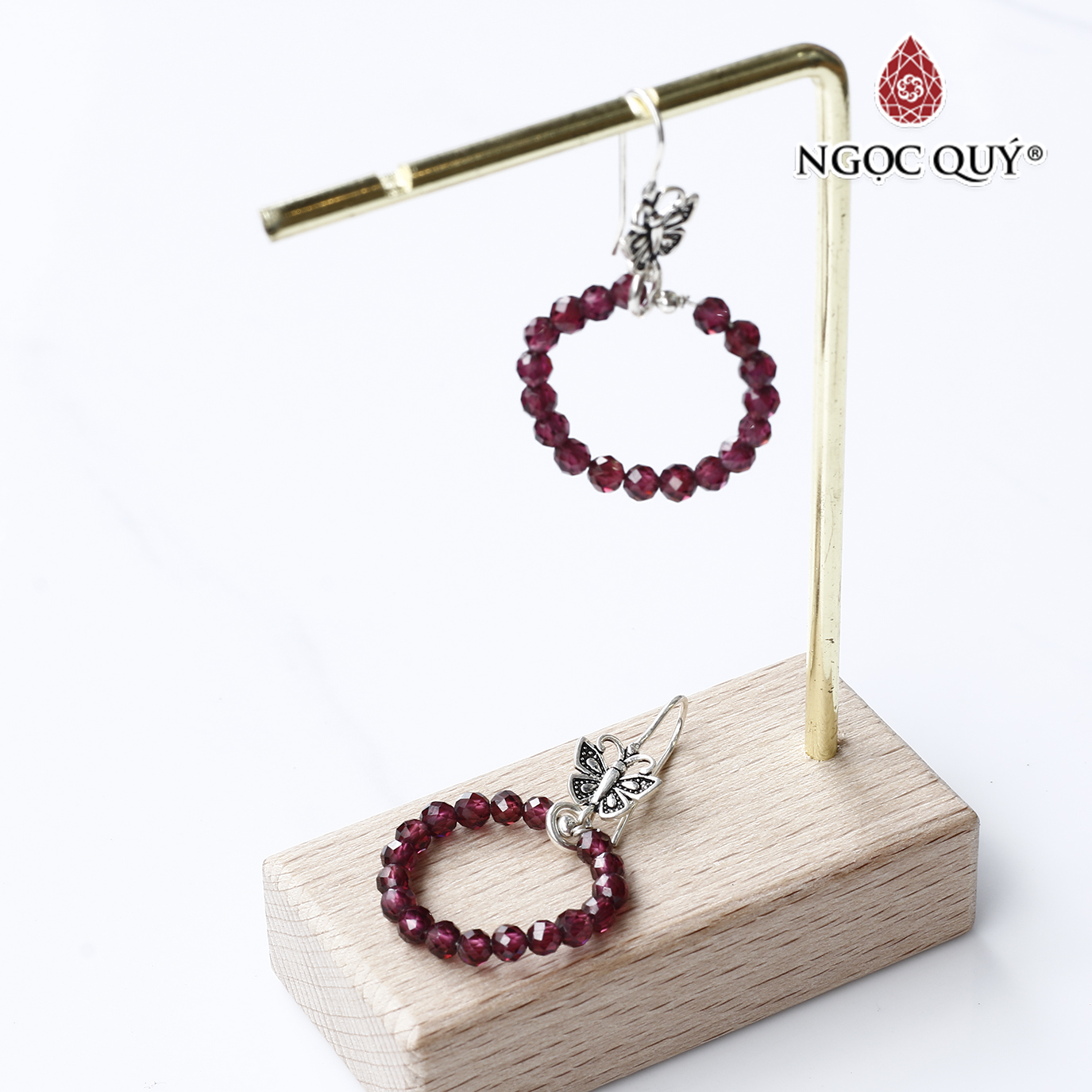 Bông tai đá garnet mệnh hỏa thổ - Ngọc Quý Gemstones