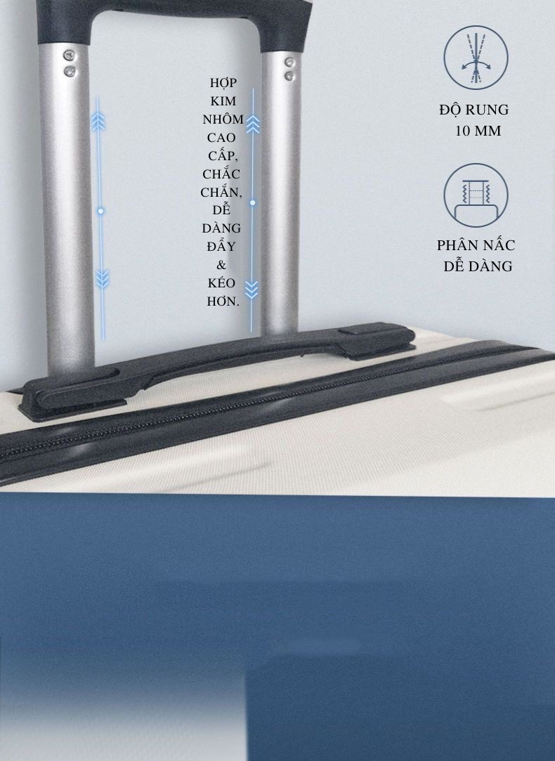 HÌNH THẬT_Vali Du Lịch Tay Kéo In Hình Thỏ Con Dễ Thương Chất Liệu Nhựa Nhám PC+ABS Dày Dặn 4 Bánh Xe Xoay 360 Độ Hàng Sẵn Đủ Size 20/24/26 inch