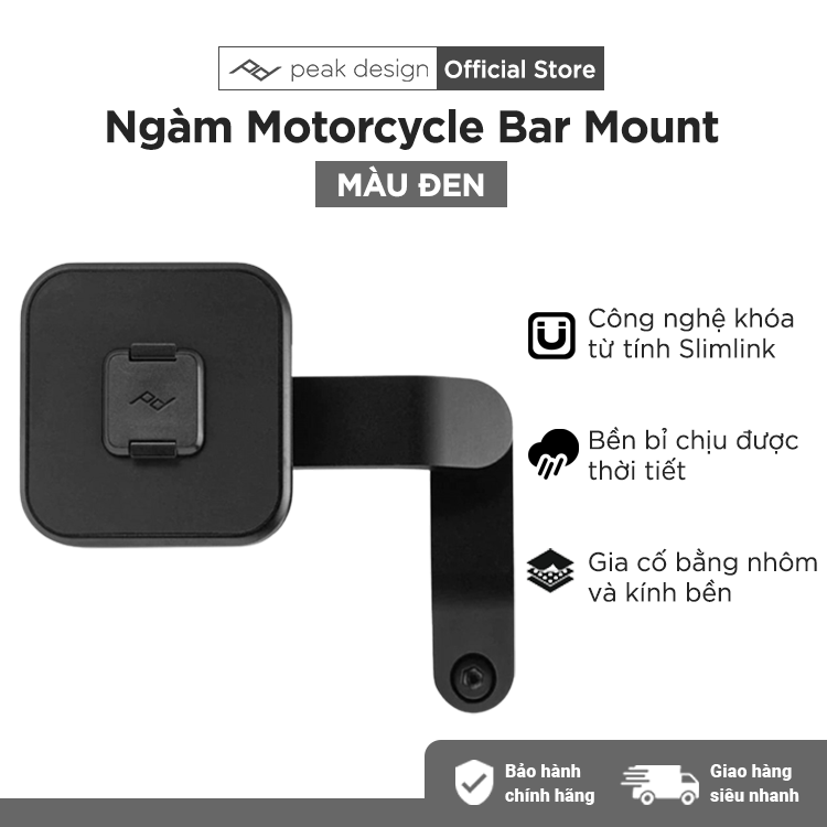 Ngàm Gắn Điện Thoại Peak Design Dành Cho Mô Tô Motorcycle Bar Mount - Hàng Chính Hãng