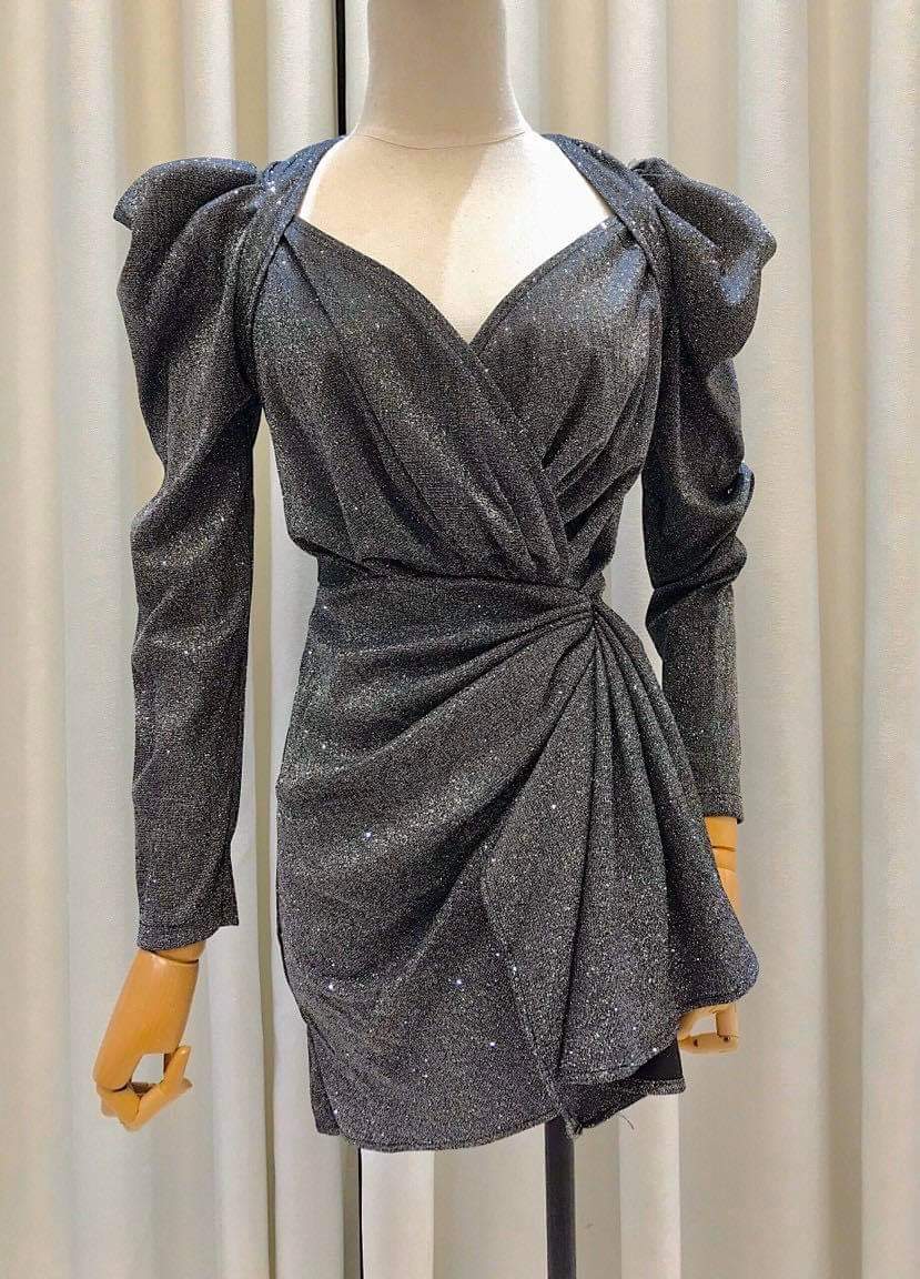 Đầm Body Kim Tuyến tay dài eo phối kiểu Hàng Thiết Kế (Size S-M-L-XL) rẻ đẹp