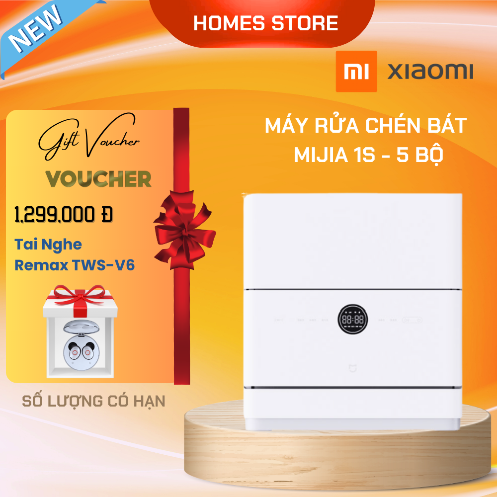 Máy Rửa Bát Xiaomi Mijia S1 5 Bộ – Khử Trùng 99,9%, Tiêu Thụ Nước Ít Hơn 85% Rửa Tay Kết Nối App Xiaomi - Hàng Nhập Khẩu