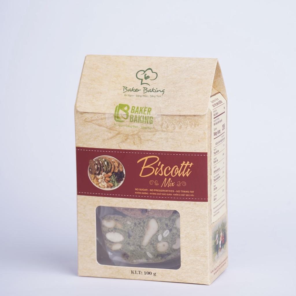 Bánh Biscotti Baker Baking nguyên cám mix không đường, không chất bảo quản dành cho người tiểu đường, ăn kiêng 100-500g