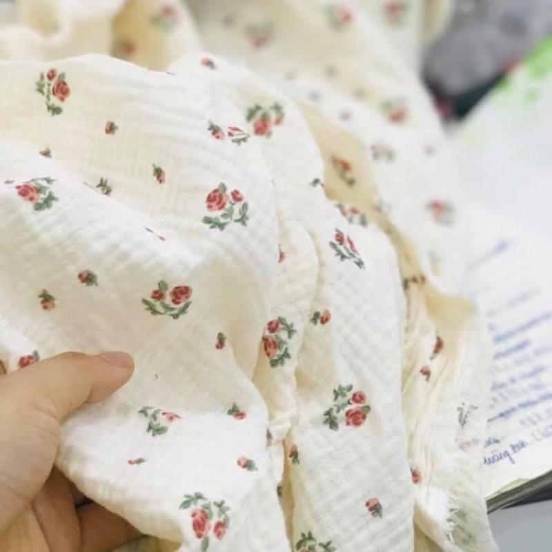 Vải may quần áo ️ Vải xô muslin hoa nhí xinh xắn 2021