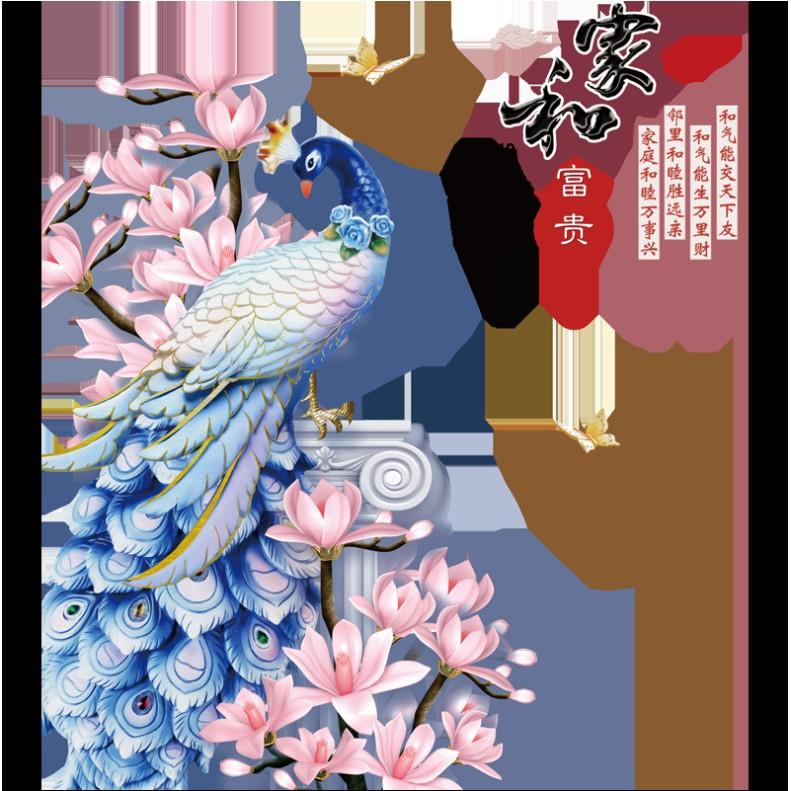 Decal trang trí tường - Công Xanh Nữ Hoàng