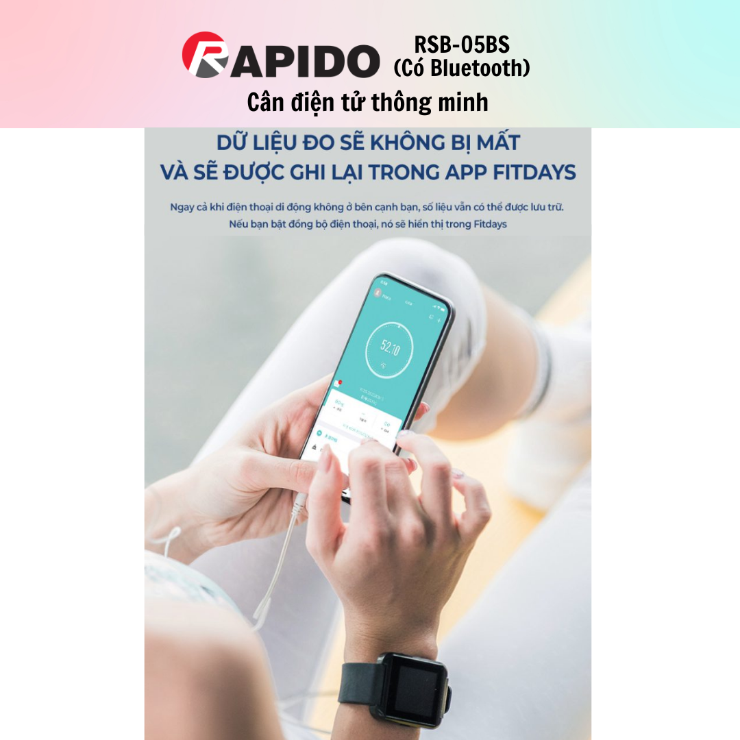 Cân sức khỏe Rapido RSB05 – BS - Hàng chính hãng - Bảo Hành 12 Tháng