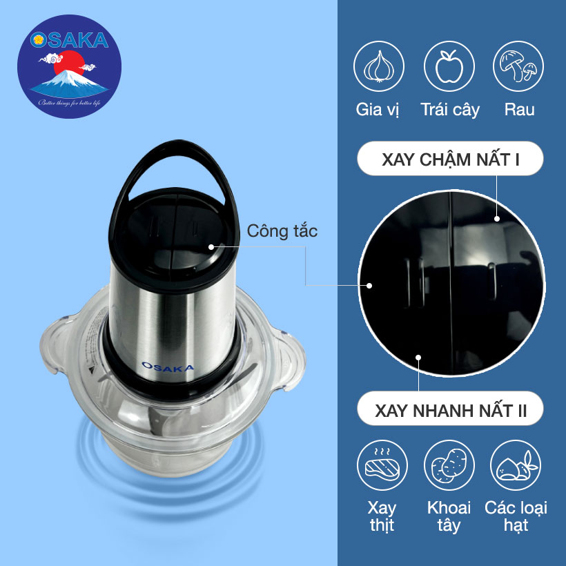 Máy xay thịt cao cấp đa năng MC-909 dung tích 2.0 lít, công suất mạnh - Hàng chính hãng