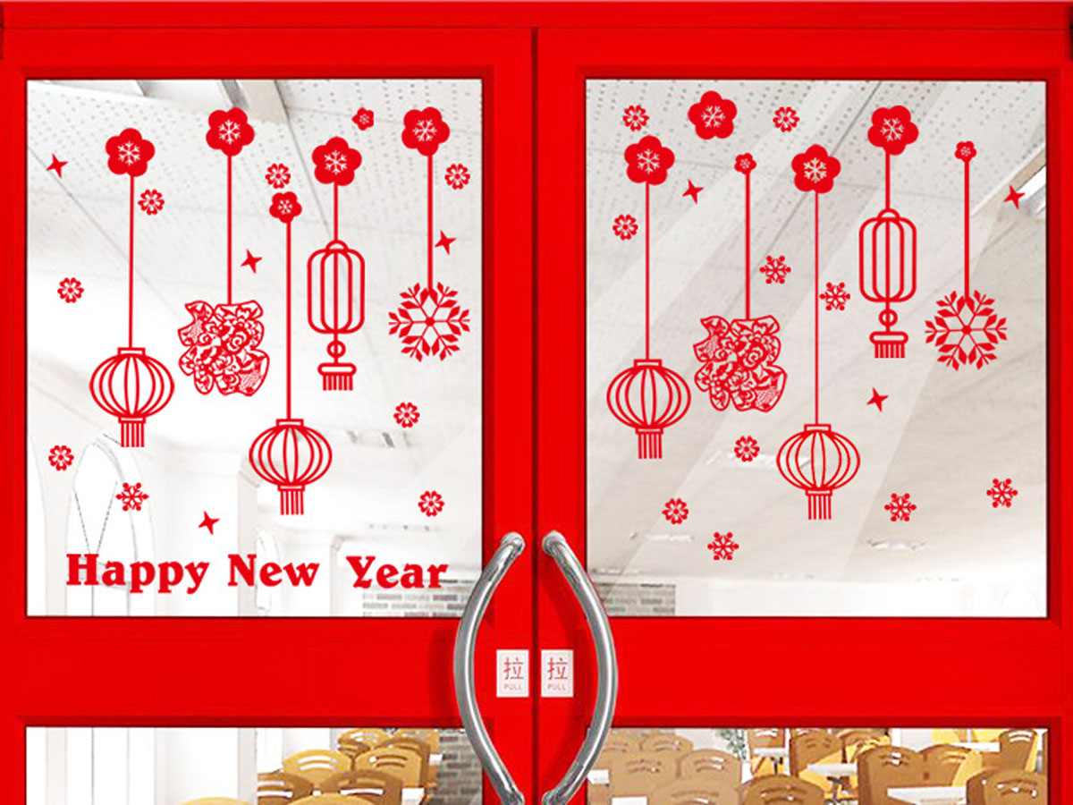 Decal trang trí tết- dây treo đèn lồng