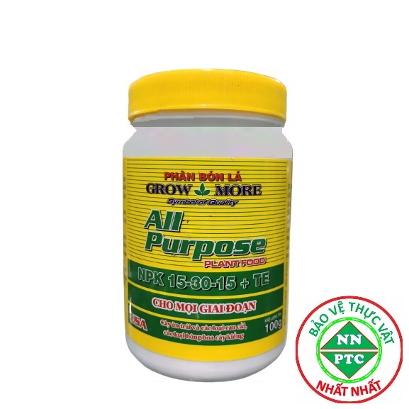 Phân bón lá GrowMore NPK 15-30-15 + TE 100gr All Purpose Plant Food