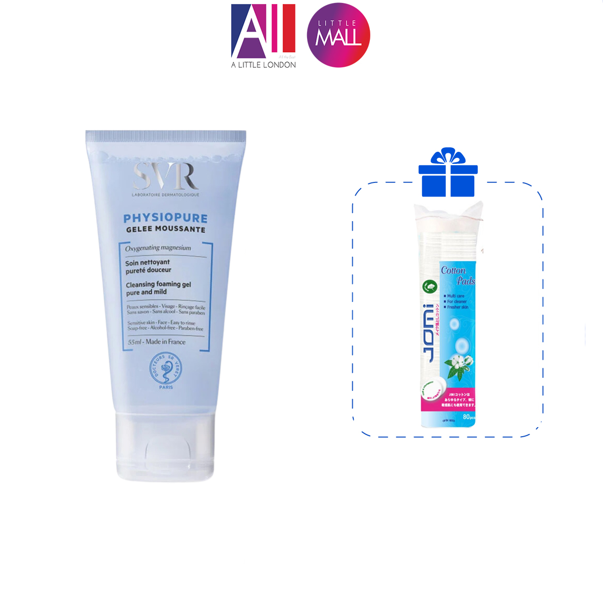 Gel rửa mặt dành cho da nhạy cảm SVR physiopure gelee moussante TẶNG bông tẩy trang Jomi/ Ampoule chống lão hóa Martiderm (Nhập khẩu)