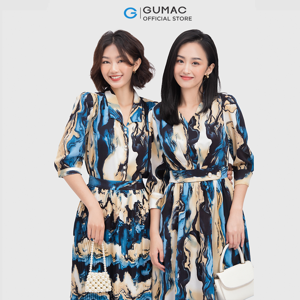 Chân váy GUMAC VC04029 tạo kiểu dập ly nhẹ nhàng thanh lịch