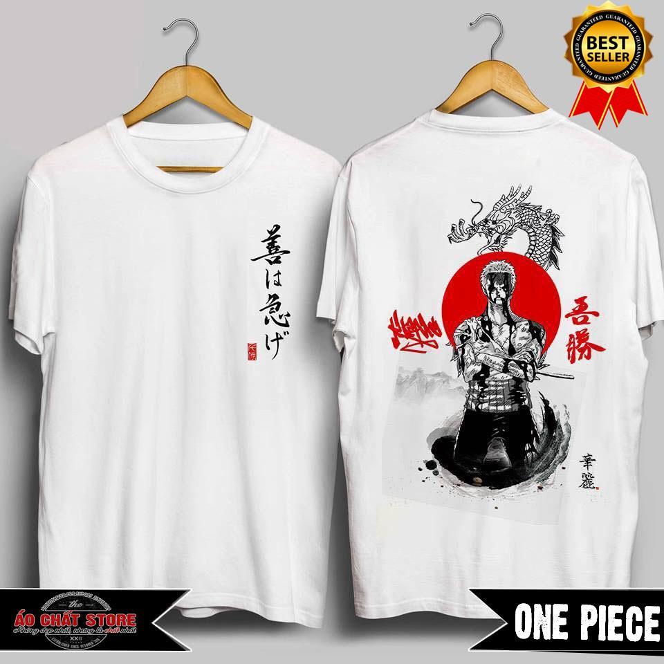 BST Áo Thun One Piece Rorozoa Zoro Họa Tiết Rồng Thư Pháp