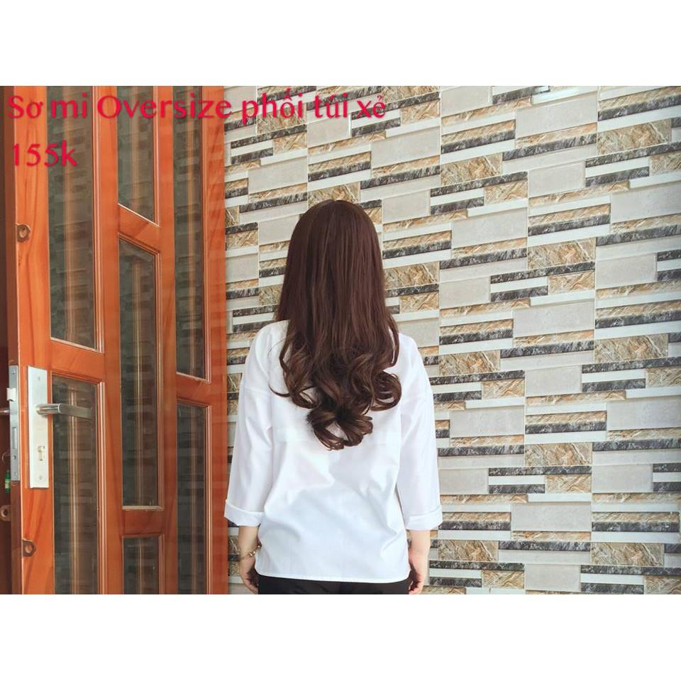 Sơ Mi Oversize trắng phối túi xẻ