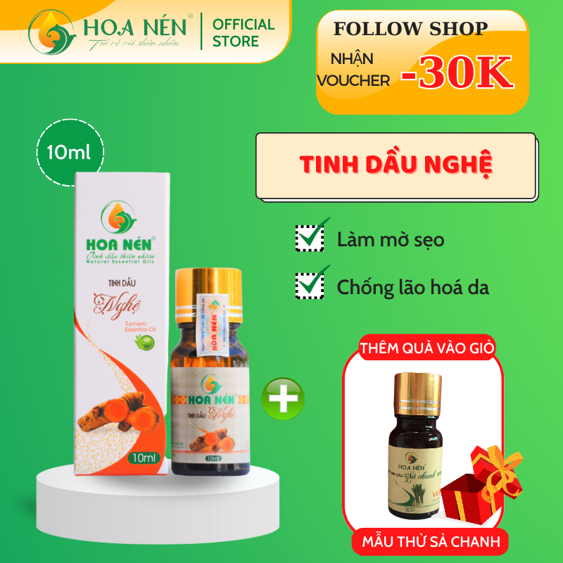 Tinh dầu Nghệ nguyên chất 10ml - Hoa Nén - Làm mờ sẹo, đẹp da