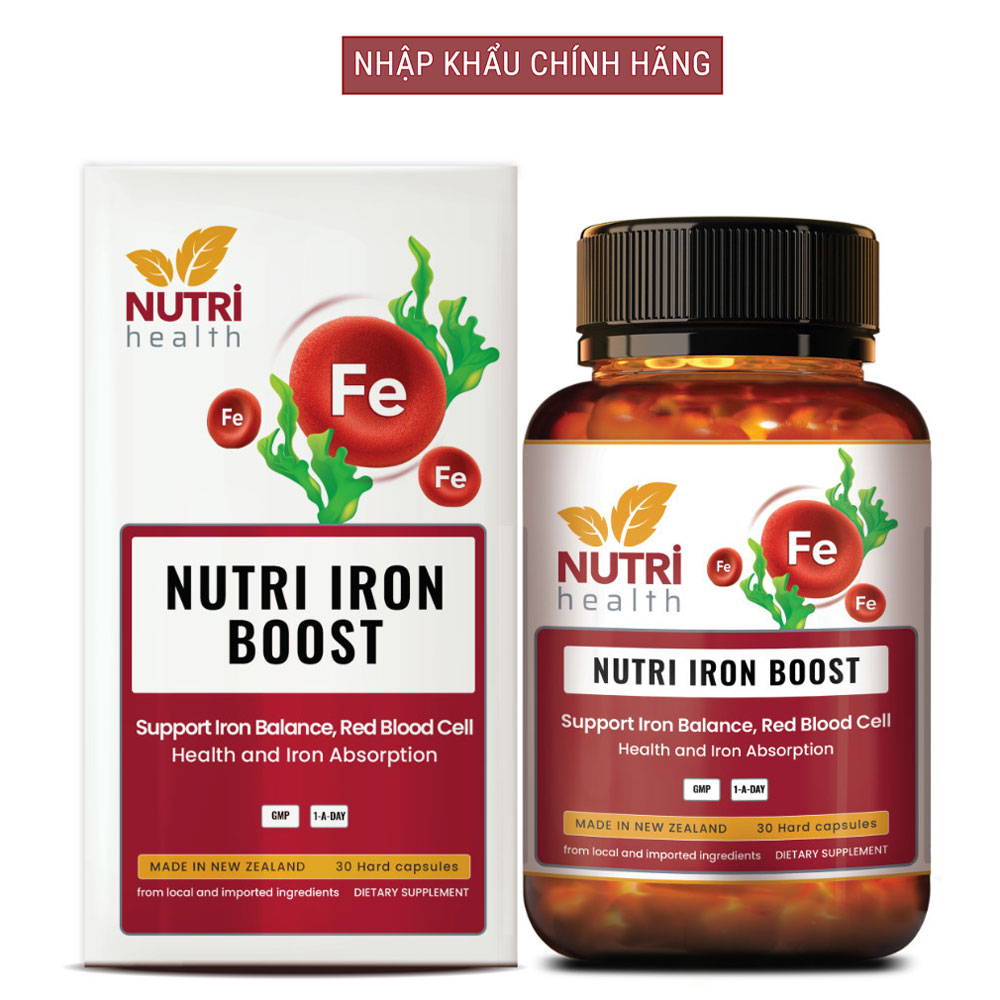 Viên uống bổ sung Sắt hữu cơ nhập khẩu chính hãng Nutri Iron Boost , giúp bổ sung Sắt, Acid Folic cho cơ thể, tạo hồng cầu, giảm nguy cơ thiếu máu do thiếu sắt