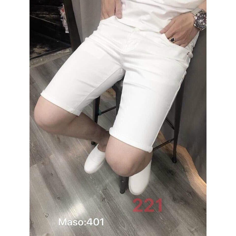 Quần short jean nam co dãn 4 chiều màu đen trơn không rách TCS 225