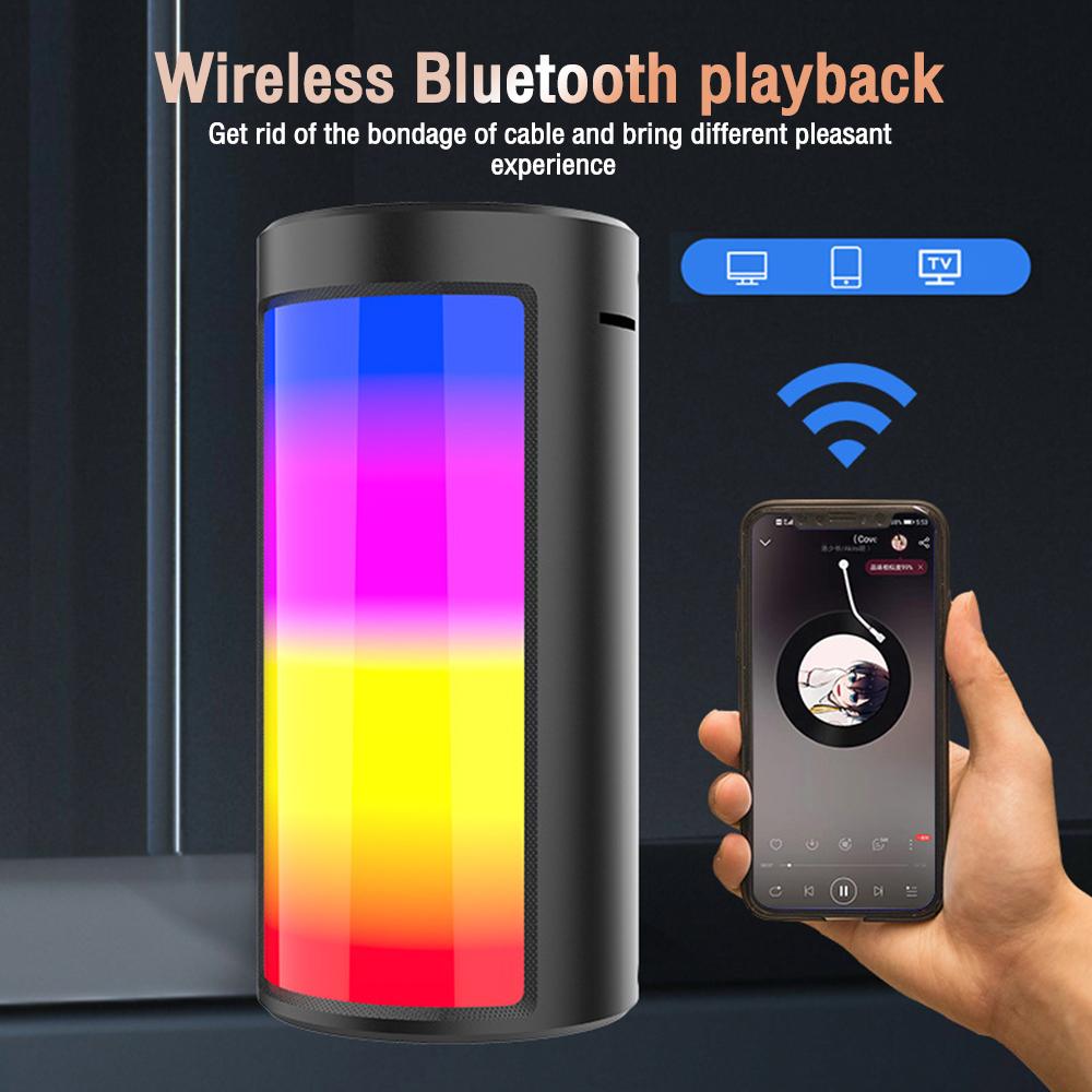 Loa siêu trầm ngoài trời di động Reverb LED Loa Bluetooth Bluetooth 5.0 Loa không dây công suất cao Trang chủ Đài FM Loa xe hơi TF Màu sắc: Đen