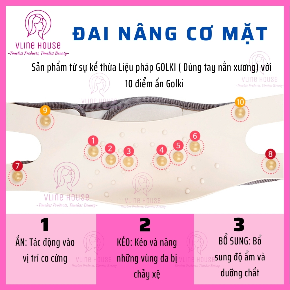 GOLKI BAND VLINE Đai đeo thon gọn mặt, nâng cơ, giảm nhăn, massage