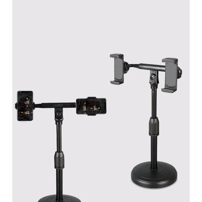 Giá kẹp điện thoại để bàn xem phim, livestream, học online - Giá đỡ điện thoại để bàn - Kẹp 2 điện thoại
