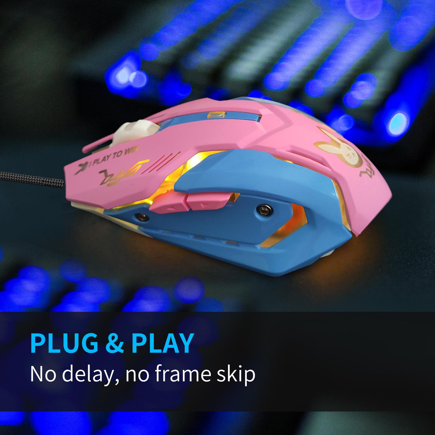 USB Chuột Chơi Game Có Dây Hồng Máy Tính Chuyên Nghiệp Thể Thao Điện Tử Chuột 2400 DPI Nhiều Màu Sắc Backlit Silent Chuột LOL Dữ Liệu laptop