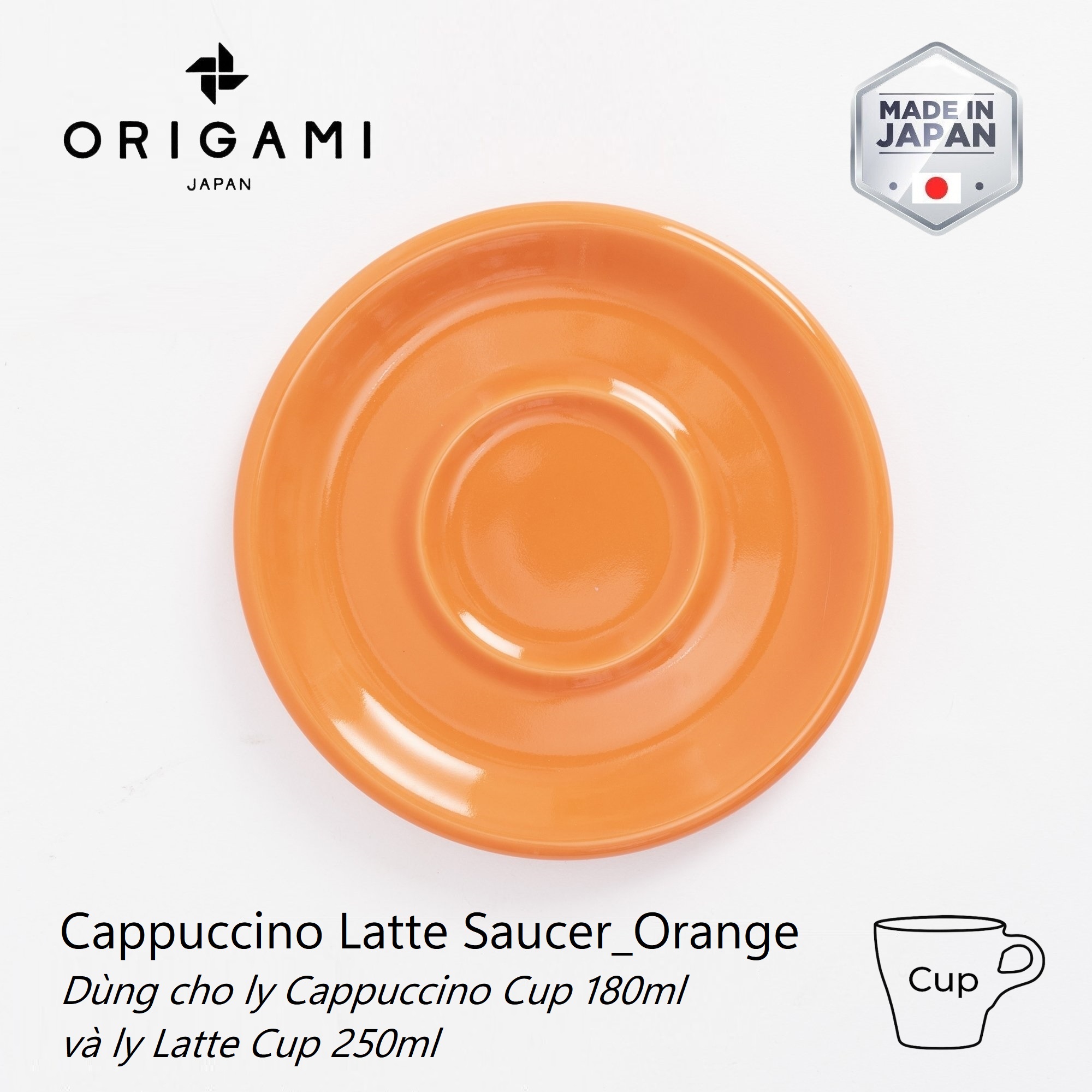Hình ảnh Đĩa sứ Origami Cappuccino Latte Saucer 147mm