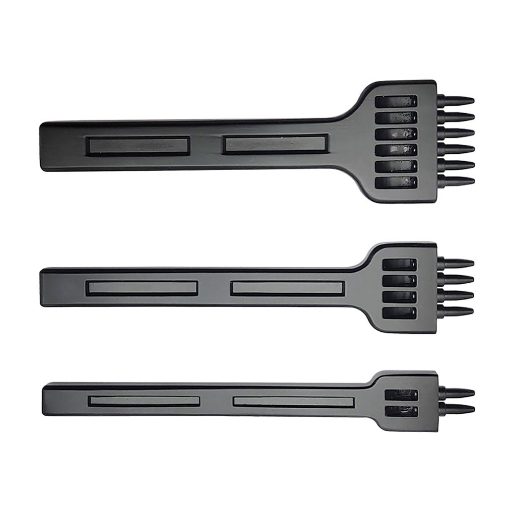 3x Steel Leather DIY Punch Tool Leather Craft Tooth Punch 2/4/6 Prong