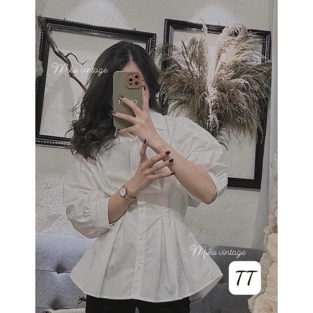 ÁO SƠ MI CHIẾT EO TÔN DÁNG ÁO SƠ MI TRẮNG KHÔNG NHĂN