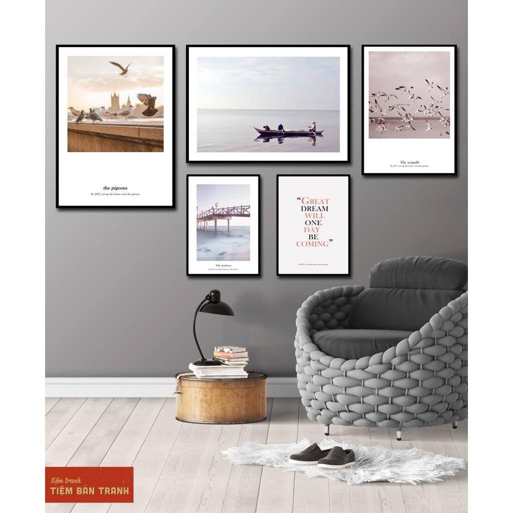 Tranh treo tường - Bộ 5 tranh canvas Bắc Âu hiện đại 19 , tranh canvas giá rẻ