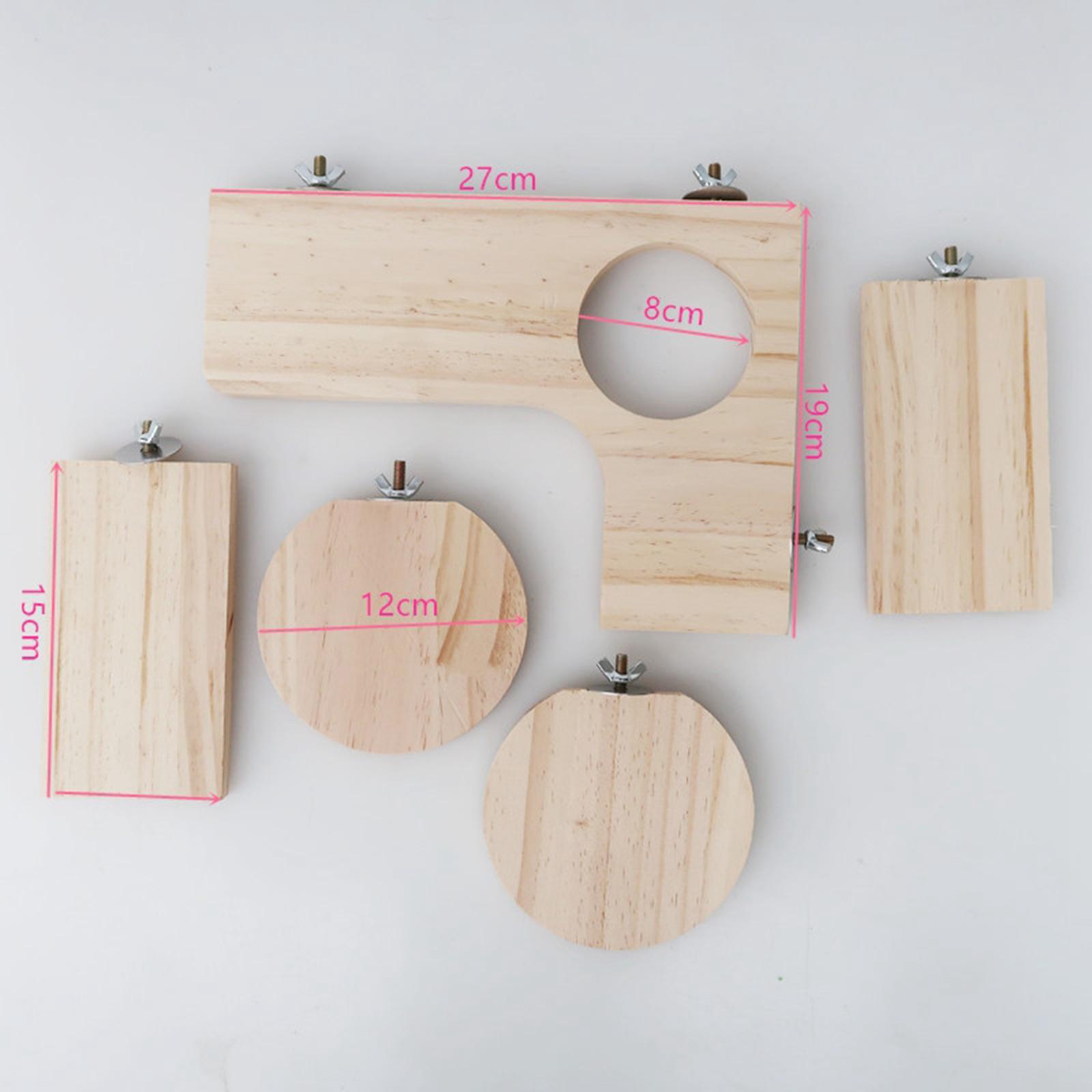 Hamster Cage Accessories Chinchilla Wooden Platform, 5Pcs of Wooden Pedal Toys, Provide a Habitat for Small Animal & Birds, for Squirrel Gerbil