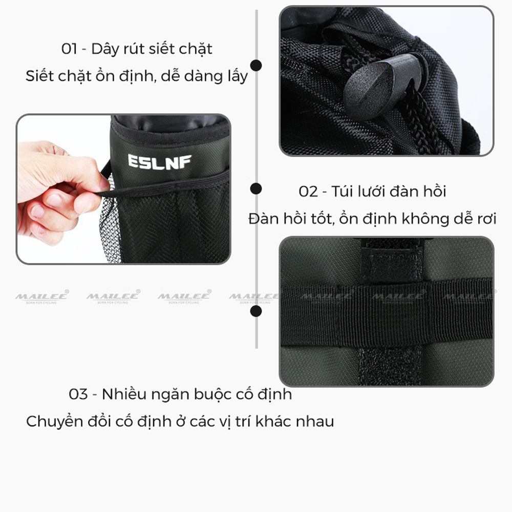 Túi Đựng Bình Nước Xe Đạp ESL-0073 Giữ Nhiệt Treo Tay Lái Địa Hình Đường Trường Đa Năng (Màu xanh quân đội) kích thước 24x9cm - Mai Lee