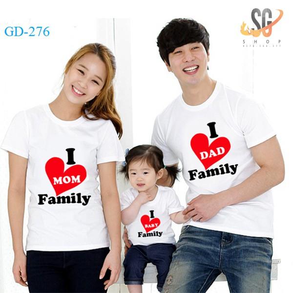 Áo gia đình dễ thương - CÓ SIZE LỚN - màu trắng