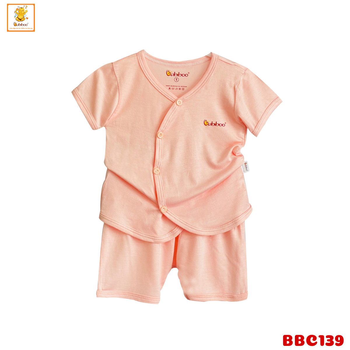 Bộ quần áo sơ sinh Babiboo set sơ sinh ngắn tay chất viscose mềm mịn mát BBC139