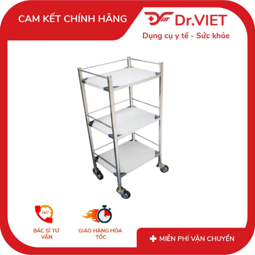 Xe đẩy inox 3 tầng DCG-34