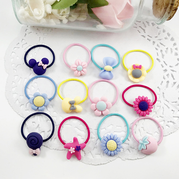 Hộp 40 dây cột tóc hoạt hình cho bé gái