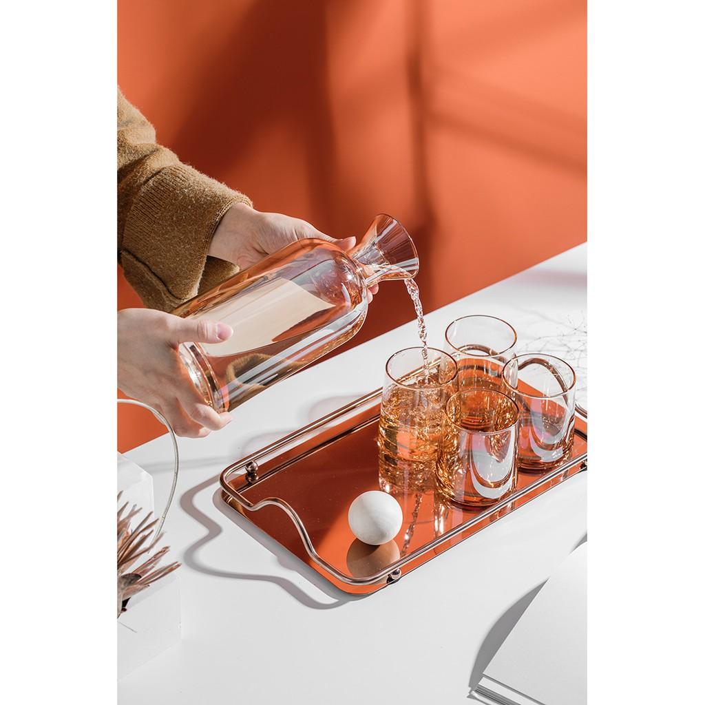 Bộ bình ly thủy tinh khay inox