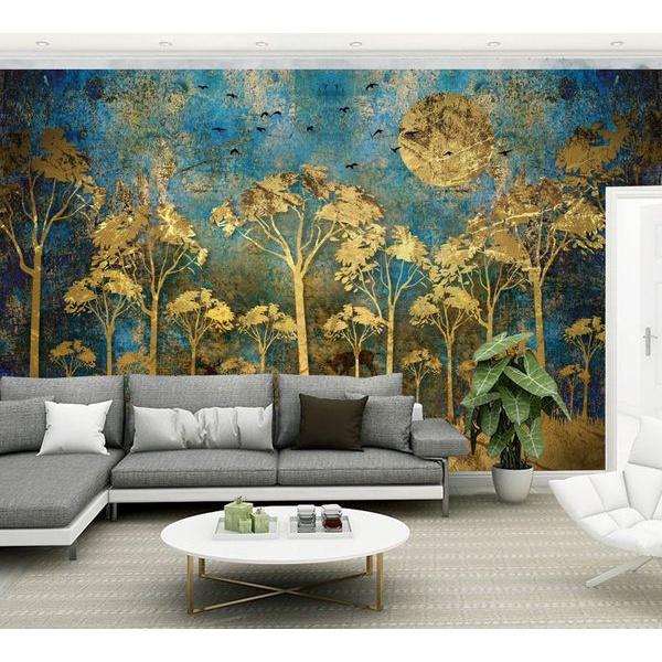 Tranh dán tường rừng cây vàng