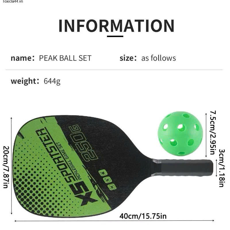 Bộ 2 Vợt Pickleball Sợi Cao Cấp + Kèm Túi Chống Sốc Và 4 Bóng
