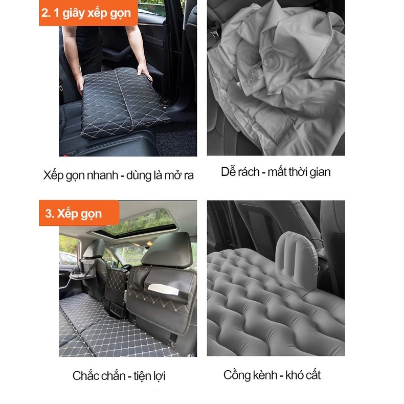 Đệm giường ô tô, nệm ghế sau xe hơi cao cấp - Đệm ô tô treo hàng ghế sau không bơm hơi tiện lợi thiết kế sang trọng