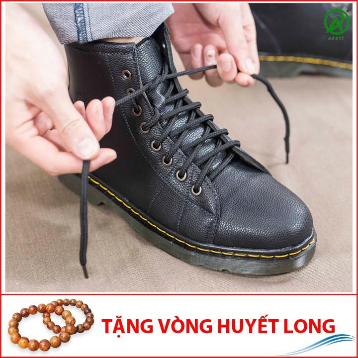 Giày Boot Nam Cao Cổ Màu Đen Đế Khâu Cực Chắc Chắn Và Phong Cách - M89(HL)- Kèm Vòng Gỗ Huyết Long