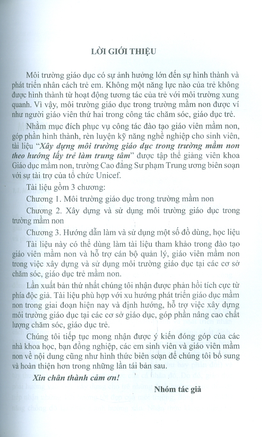 Xây Dựng Môi Trường Giáo Dục Trong Trường Mầm Non Theo Định Hướng Lấy Trẻ Em Làm Trung Tâm