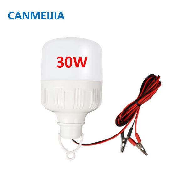 Bóng đèn 12V công suất 30W 40W 50W, loại đuôi xoáy E27 và loại dây kẹp, đèn bình ắc quy