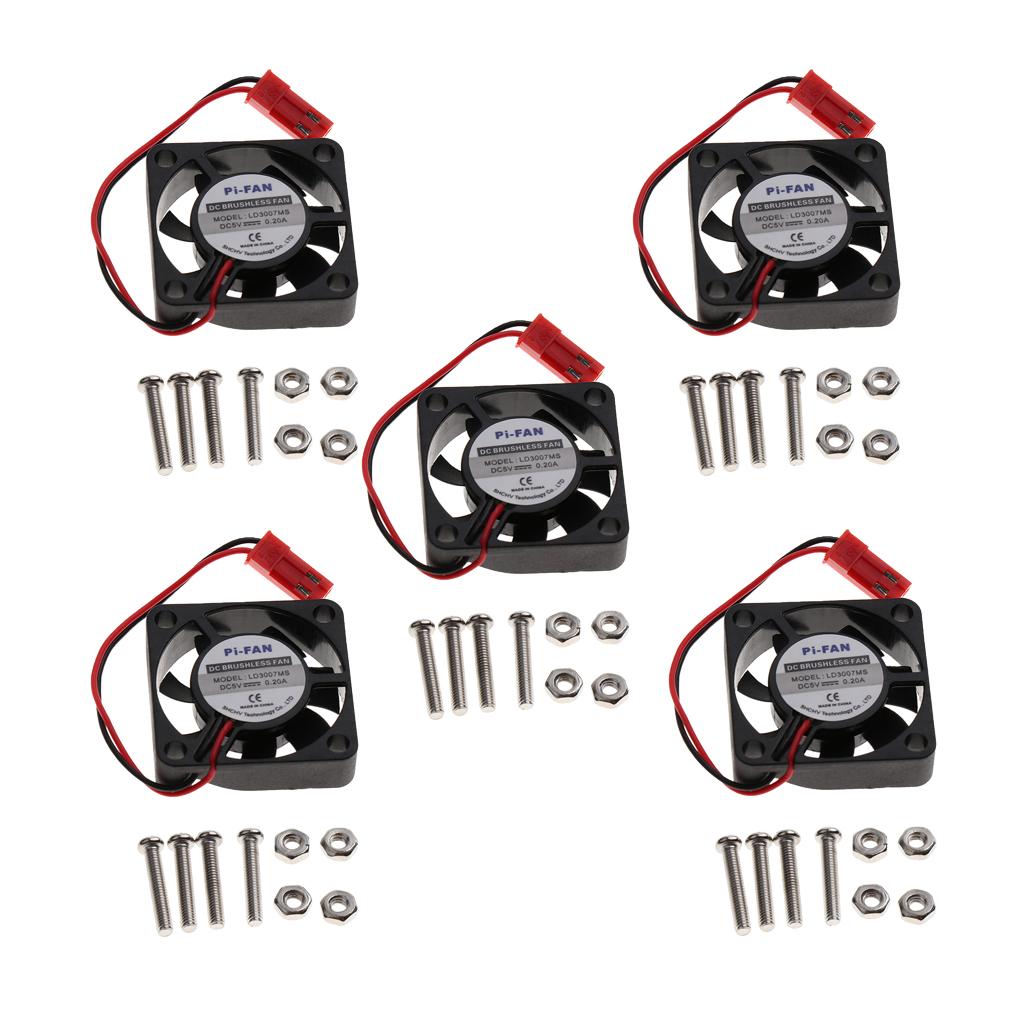 5x DC 5V Brushless CPU Cooling Fan with Screws for Raspberry Pi 3B/ 2B/ B+
