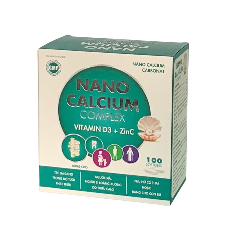 ￼NANO CALCIUM COMPLEX Viên uống bổ sung canxi, Giúp Chắc Khỏe Xương, Phát Triển Hệ Xương, Giảm Loãng Xương (Hộp 100viên), vinaphar