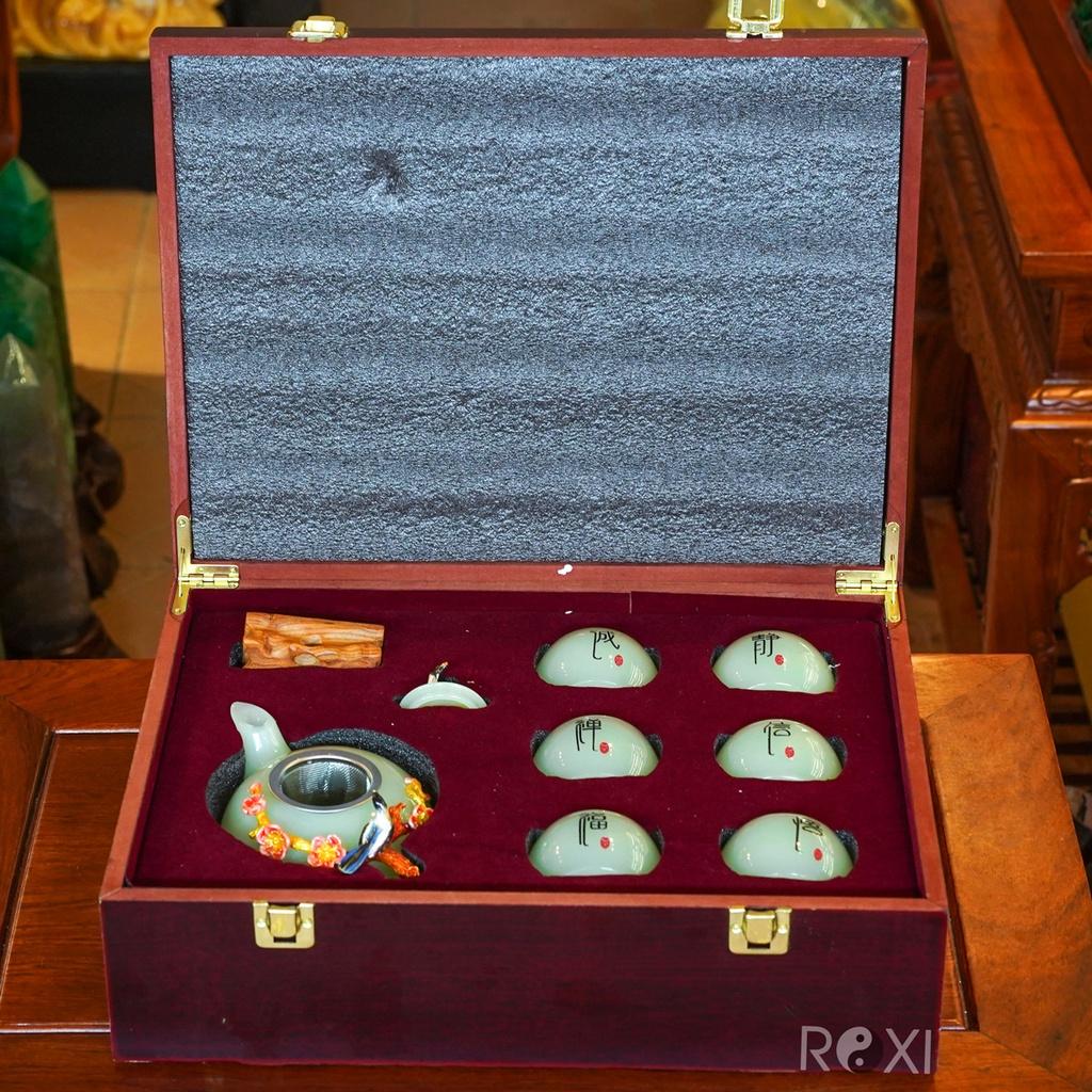 Bộ ấm trà đá màu xanh