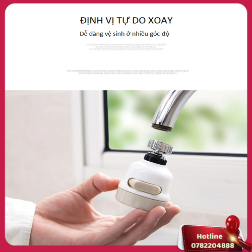 Đầu Vòi Tăng Áp Điều Hướng 360 Độ 3 Chế Độ Chảy Kèm 02 Móc Treo Dán Tường Cao Cấp  - Miễn Phí Vận Chuyển