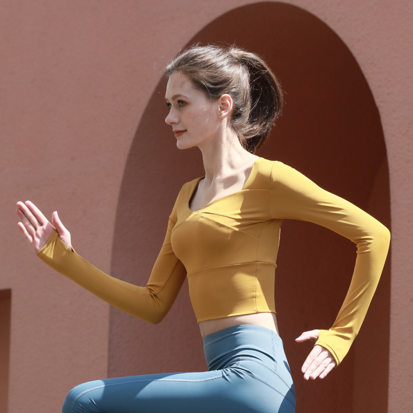 Áo Tập Yoga Thể Thao Nữ Cao Cấp Yoga Áo Tập Thể Dục Áo Ôm Ngắn Phần Rốn Chạy Thể Dục quần Áo