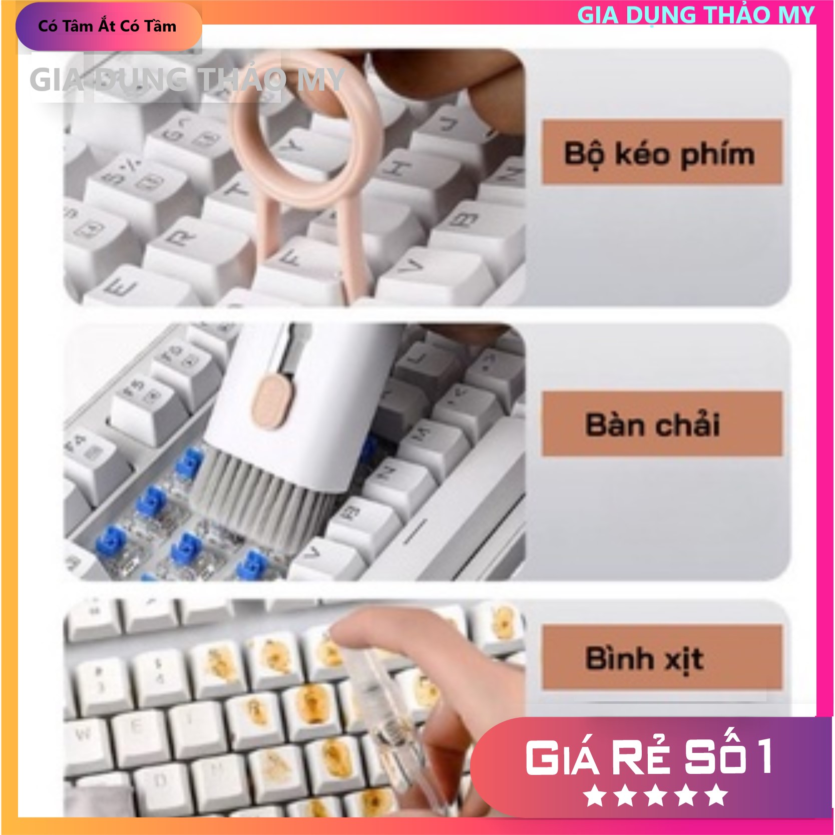 Dụng Cụ Vệ Sinh Bàn Phím Máy Tính Điện Thoại Tai Nghe Đa Năng 7 Trong 1